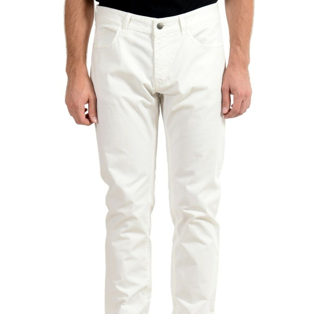 Malo Men's White Stretch Straight Leg Jeans
